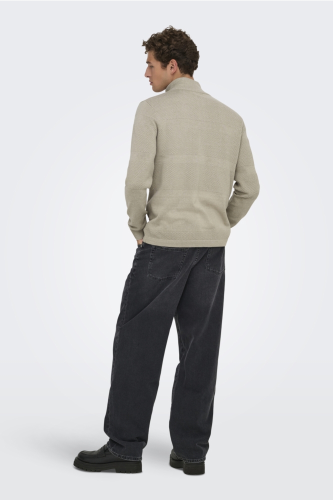ONSMALIK REG 12 PIN ZIP CARD KNIT N 22033304 SILVER LINING/ MELANGE